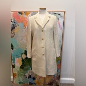 Holt Renfrew Cream Double Breasted Blazer Coat